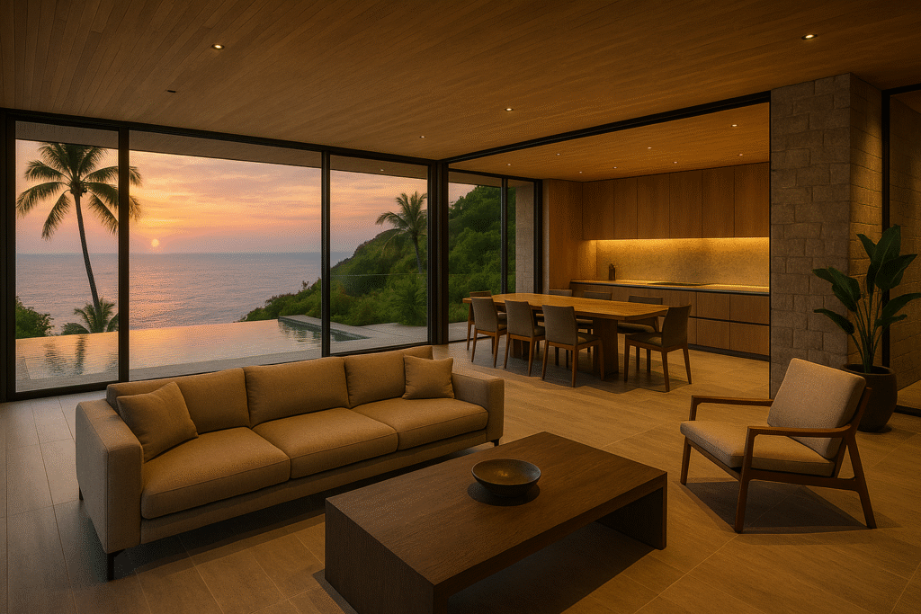 living dining kitchen